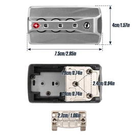 Volein 2 pcs Customs Locks for Luggage, TSA007 Authentication Security Locks Suitcase Replacement Password Locks for Travel 3 Digit Self-Setting Lock(Silver)