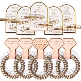 Bridesmaid Gifts Champagne and Clear Spiral Coil Hair Ties Gold Hair Clips Sets for Bachelorette Party Favors,Bridesmaid Proposal Gifts