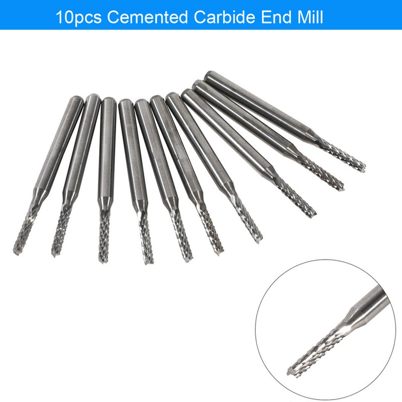 10pcs 2mm Cemented Carbide End Mill Engraving Bits Carving Drill