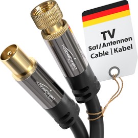 KabelDirekt Ohm HDTV SAT/ TV cable, F-connector to coax plug, coaxial cable for TV, radio, DVB-T2, DVB-C, DVB-S, Pro series