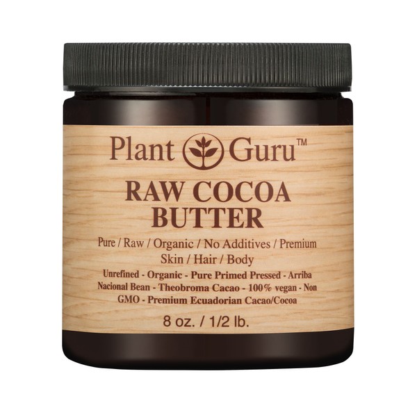 Raw Cocoa Butter 8 oz. 100% Pure Fresh Natural Cold Pressed. Skin Body and Hair Moisturizer, DIY Creams, Lip Balm, Lotion and Soap Making