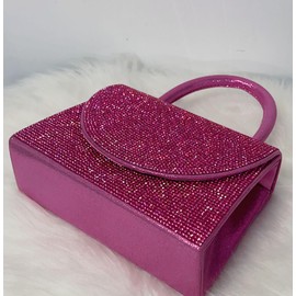LeahWard Women's Glitter Top Handle Bags Evening Casual K98 (Fuchsia)