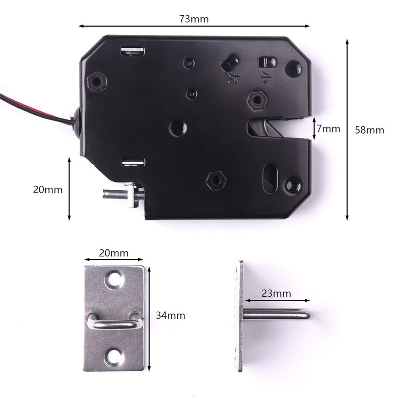 ATOPLEE Electronic Lock, 1pcs DC 12V 2A Carbon Steel Solenoid