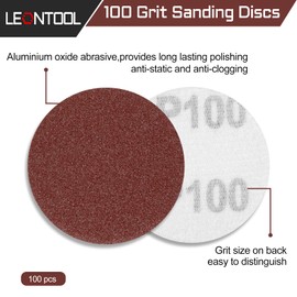LEONTOOL Sanding Discs 3 Inch 100 Grit Hook and Loop Sandpaper 100Pcs Sanding Pad NO-Hole Aluminum Oxide Random Orbital Sander