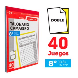 STARPLAST WAITER TALONARIOS - Board size 14x10.5 cm, 8º natural, with duplicate, 40 Sets - Pack 6 Units