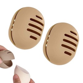 2 Soporte para Esponja de Maquillaje, Estuche Esponja de Maquillaje para Guardar, Silicona Flexible para Facilitar la Recogida, Doble Cara y Transpirable, Ideal para Viajar y Maquillaje, etc(Marrón)