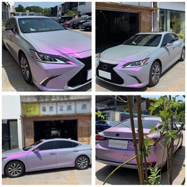 Vintage Gray to Charming Purple Glossy Chameleon Vinyl Wrap Color Change DIY Vehicle Vinyl Film, 59.8'' x 11.8''
