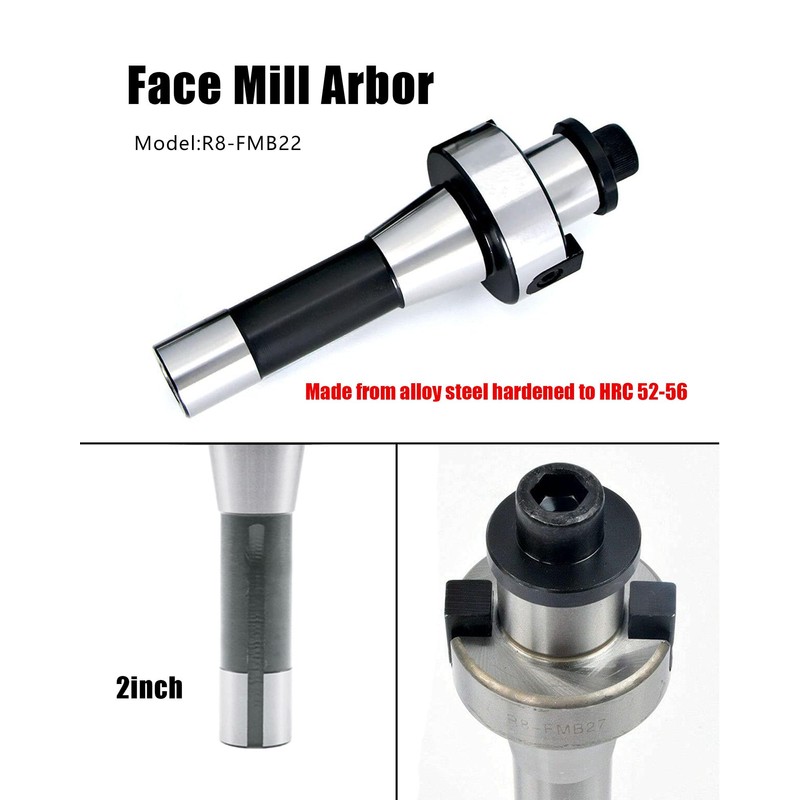 2inch R8-FMB22 Face Mill Arbor with BAP400R 50-22-4T 50mm/1.9inch Face