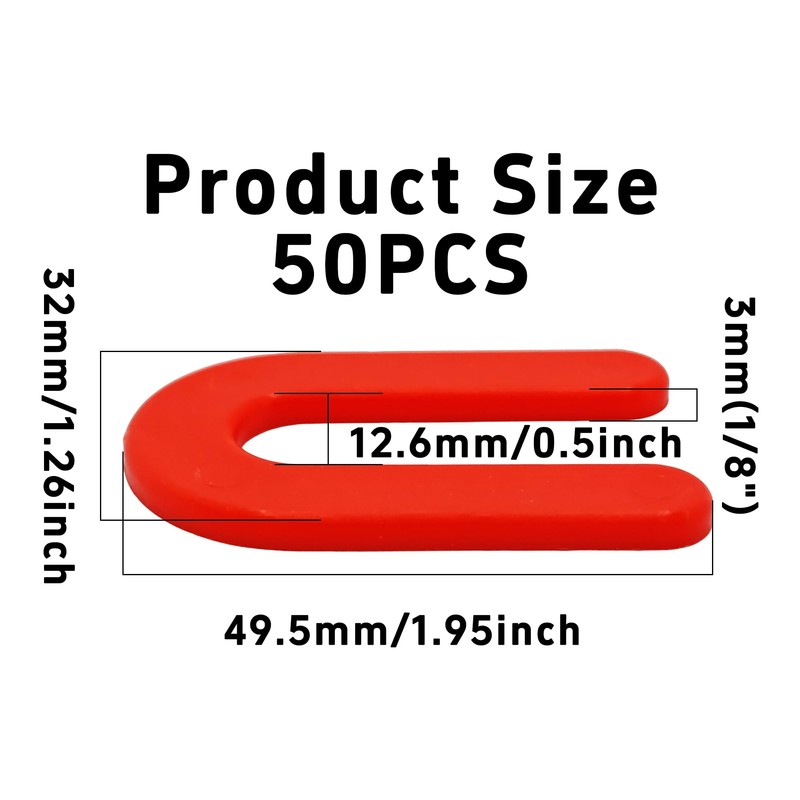 AUXBC 50PCS Horseshoe Tile Spacers, 1/8 Inch U-Shape Plastic Structural
