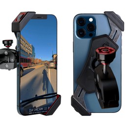 The dashcam.Bike Phone Mount: The Best Bicycle Phone Holder That Reduces Shake Without Blocking Your Camera [Extended-Range for Wide, Tapered, or Road Handlebars]