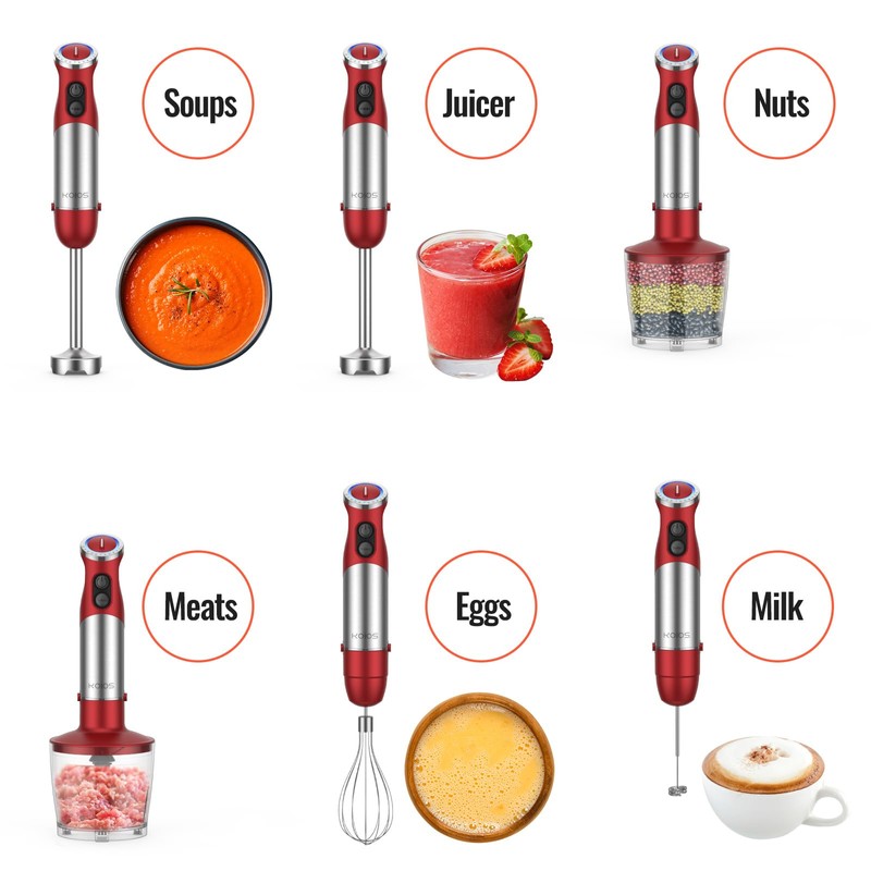 KOIOS 5-in-1 Hand Immersion Blender, 1000W 12 Speed Handheld Blender