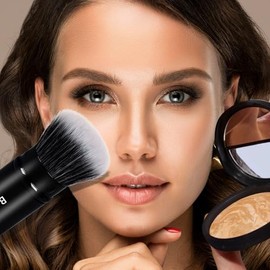 Banidy Brocha Maquillaje Kabuki Brochas Faciales Retráctiles Viajes Rubor Portátil Impecable Base Polvo Bronceador Pulidor Líquido Crema