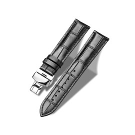 Tristraps Genuine Leather Watch Strap with Butterfly deployment clasp 12mm 14mm 16mm 18mm 19mm 20mm 21mm 22mm 23mm 24mm Black Brown Replacement Watch Band for Men Women Waterproof Sweatproof