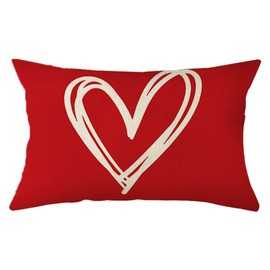 Ogiselestyle Love Heart Throw Pillow Cover, 12 x 20 Inch Valentine's Day Mother's Day Anniversary Wedding Cushion Case Decoration for Sofa Couch