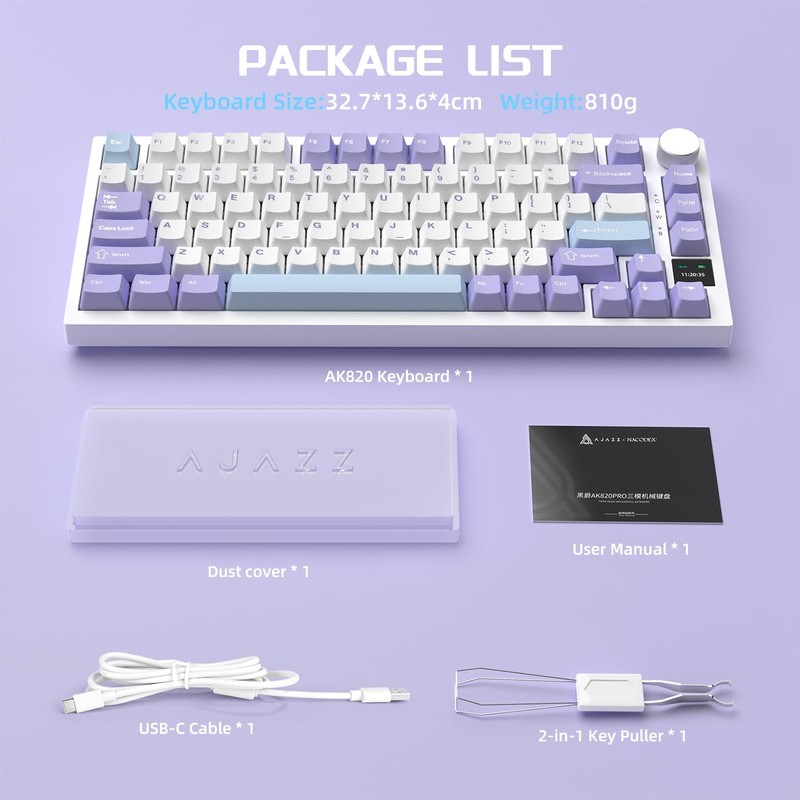 Attack Shark ajazz AK820 Pro Wireless Mechanical Gaming Keyboard Hot