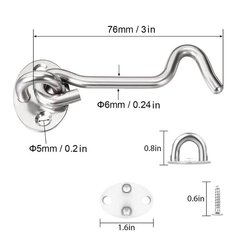 Door Hook and Eye Latch Stopper for Door Gate Window
