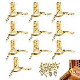 10Pcs Box Hinge,Case Furniture 90 Degree Folding Support Hinges for Jewelry Wine Wooden Box Connect Mount Hinges(Gold)