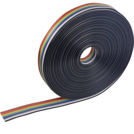 jujinglobal 30FT IDC Flat Ribbon Cable Rainbow Color 10 Pins 1.27 Pitch for 2.54mm Pitch Connectors