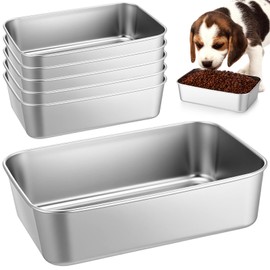 LemonRoad 6 Pcs 52 oz Stainless Steel Metal Dog Bowls Bulk 6.5 Cups Food Water Bowls for Small Medium Size Dogs Cats Thickened Pet Dish No Spilling Dishwasher Safe for Both Indoor Outdoor Feeder