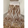 wowfabric4less123 Gold White 4way stretch sequins Embroidery Mesh Lace fabric