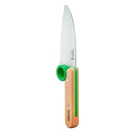 Opinel Le Petit Chef Complete 3 Piece Kitchen Set, Chef Knife with Rounded Tip, Fingers Guard, Peeler, For Children and Teaching Food Prep and Kitchen Safety, Made in France (GREEN)