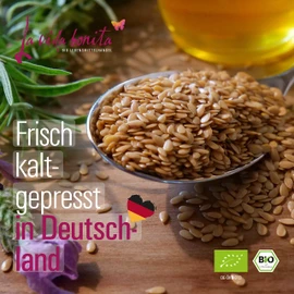 250 ml frisches Leinöl mit pflanzlicher DHA und EPA I 100% frisch aus 1. Pressung in Deutschland I Reich an Omega-3-Fettsäuren I vegan, Rohkost, laktosefrei & glutenfrei, zuckerfrei