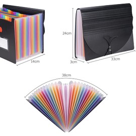 25 Pockets File Organiser, A4 Expanding File Folder Document Organiser with Lid and Labels for Offices, Libraries, classrooms, Hospitals, etc.
