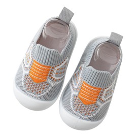 Maaua Baby & Toddler Unisex Grey Non-Slip First Walker Shoes - Socks Slippers, Size 12-18 Months, Medium, All Seasons, Solid, Flat Heel, Breathable, Cotton Lining