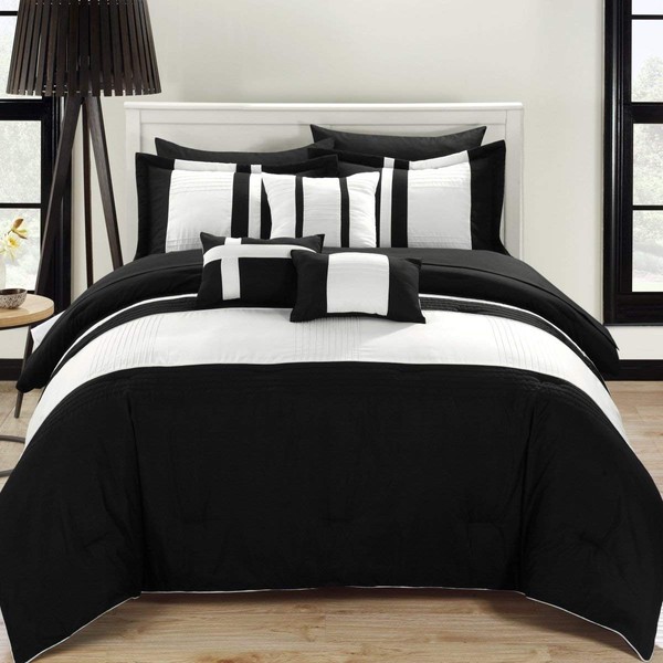 Chic Home 10-Piece Fiesta Bed-in-a-Bag Comforter Set, Queen, Black
