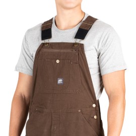 Berne Men's Heartland Unlined Washed Duck Bib Overall, 36W X 34L, Bark