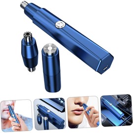 Recortadora de Vello Nasal y Barba Eléctrica Sistema de Corte Rotatorio y Diseño de Alta Velocidad Color Azul para Uso Personal