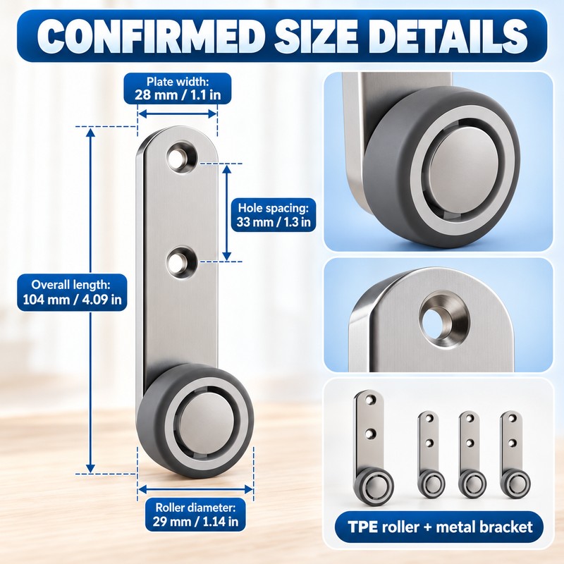 Sliding Door Roller Wheels for Smooth Movement – 4-Piece Metal