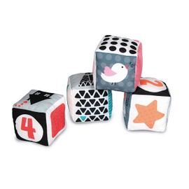 Clementoni 17321 Black & White Cube, 4 Educational Plush Dice, Soft Toy for Baby Development, Stuffed Toy for Infants, Motor Skills & Perception Learning Toy