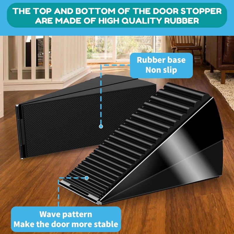 Adjustable Heavy Duty Door Stopper - 7.5cm Tall Spring-Loaded Stainless