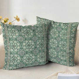 XPHZZL Pack of 2 Soft Decorative Cushion Covers 45cm x 45cm Square Throw Pillow Case Boho Style Pillowcases for Sofa Bedroom Outdoor Patio Garden with Invisible Zipper 18 x 18 Inch-Cyan Flower