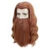Orange Mixed Long Curly Mens Wigs With Mustache Halloween Cosplay
