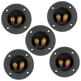 Mikinona 5pcs Speaker Terminal Connectors Round Spring Cup Binding Posts for DIY Home Car Stereo Cutout Durable Copper Compatible with Banana Plugs