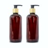 MYOC Amber PET golden cap pump bottle Refillable Empty Container