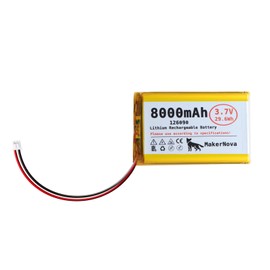 MakerNova 3.7V 8000mAh LiPo Battery, 1S 3C Rechargeable, Micro JST 1.25 Connector, Dual Protection Board, 1 Pack