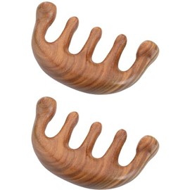 Massage Comb, Sandwood Comb, Half Moon Comb, 2 Pieces, Scalp Massage, Relax, Press Point Meridian Massage, Hair Care, Popular, High Quality, Natural Wood, For Scalp, Face, Neck, Decollete,
