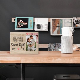 FONDCANYON All Because Two People Swiped Right Couples Picture Photo Frame,Couple Picture Frames, Birthday Valentines Christmas Gifts For Couple Husband Wife Girlfriend Boyfriend(4x6 Inch Photo)