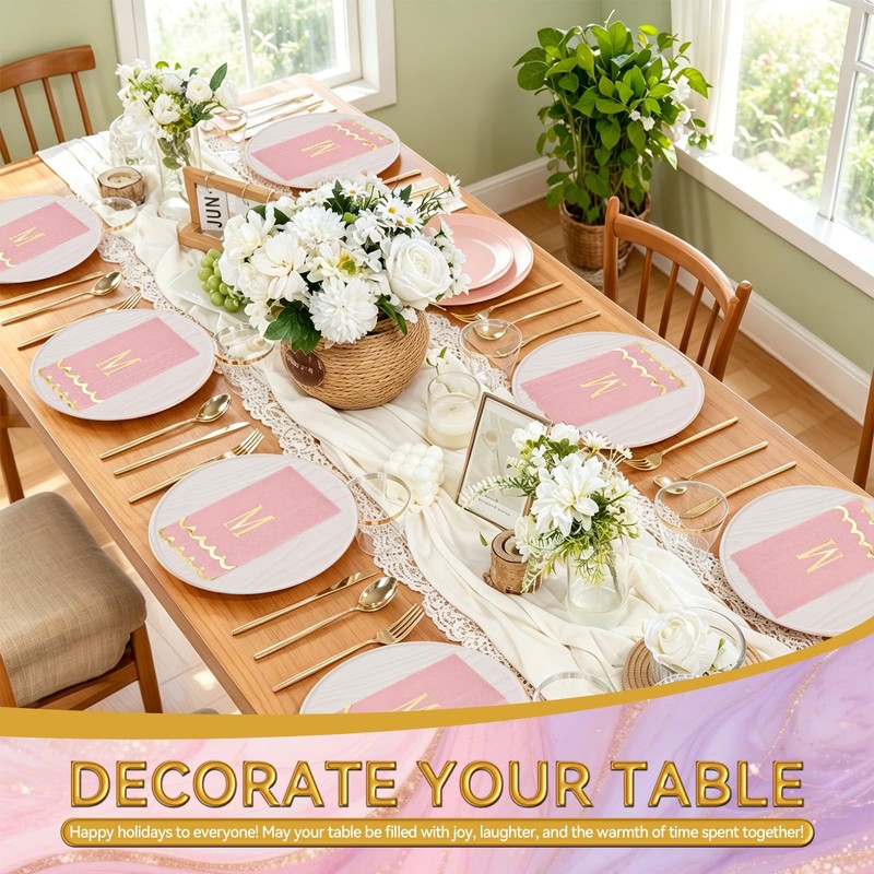 50 Pcs Scalloped Disposable Hand Towels Monogrammed Decorative Paper Napkins