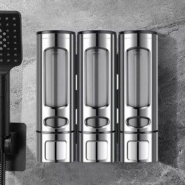 ZYWUOY Wall Mount Soap Dispenser Set, 3 In 1 400Ml Bathroom Soap Dispenser For Bathroom Hotels(Electroplating)