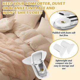 6Pcs Duvet Clips & Bed Sheet Clips,Durable Duvet Cover Clips Bedding Fasteners,Strong Hold Padded Fasteners to Prevent Comforter Shifting Without pins,Bedding Accessories for Hotel,Home,Salon Use