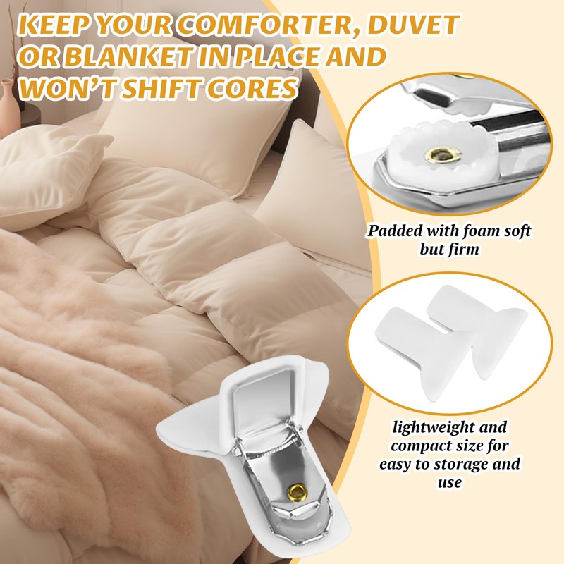 6Pcs Duvet Clips & Bed Sheet Clips,Durable Duvet Cover Clips