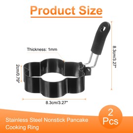 QUARKZMAN 2 Stück Blumen-Eierringe aus Edelstahl mit Silikongriff für Pfannkuchen, Braten von Eiern, Sandwiches, Omeletts und Frühstück