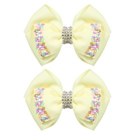 Sweet Hair Bow Clips Boutique Grosgrain Ribbon Hair Accessories Girls Teens Kids Hair Clips for School Birthday Holiday Decor, Yellow