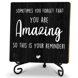 Inspirational Wooden Sign, Sometimes You Forget That You Are Amazing sign, Desk Decor Sign with stand, Home & Office Inspirational Gifts For Women And Man, Desk Decor & Accessories 5x5 inches-A24