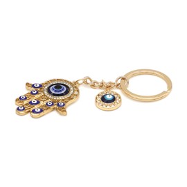 Jasimkiss Evil Eye Keychains Bag Purse Keychains Good Luck Amulet protection Charm Keychains for Women Men (B Gold)