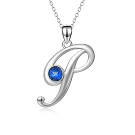 WINNICACA Christmas Gifts for Women Initial Necklaces 925 Sterling Silver Letter Pendant Necklaces with Birthstone Letter A-Z Initial Jewelry Gifts for Women Her Daughter Lover Birthday Gifts